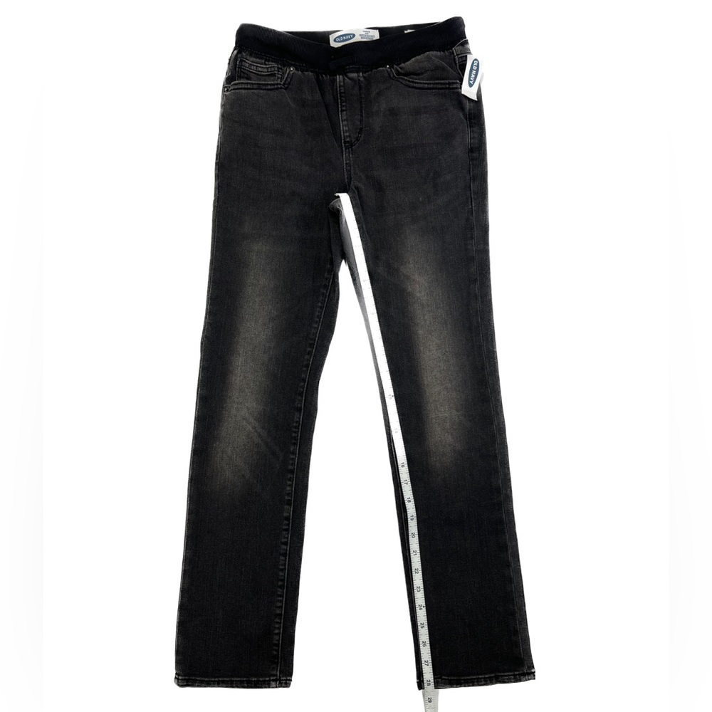 Old Navy Karate Rib Knit Waist Washed Black Pull On Jeans Kids Girls XL 14-16 - Picture 4 of 14